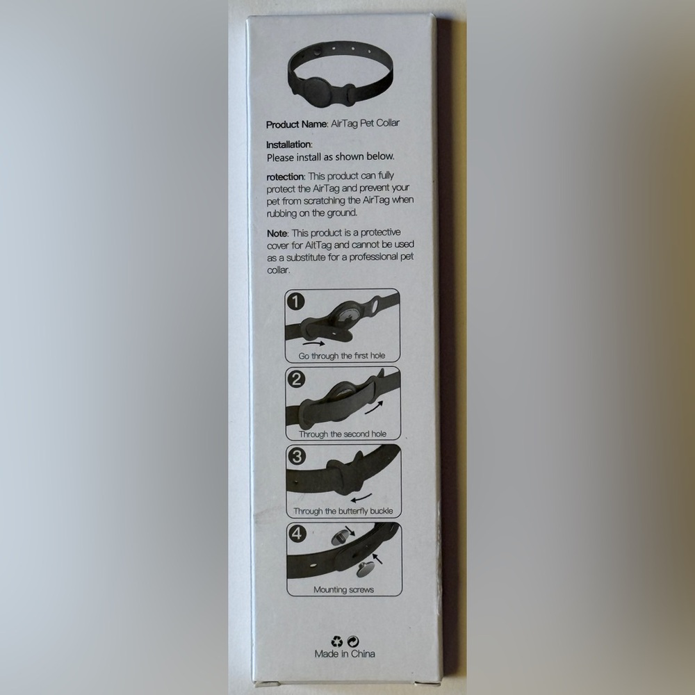 AirTag Pet Collar Accessories, Black, Size M (540mm) - Picture 2 of 2